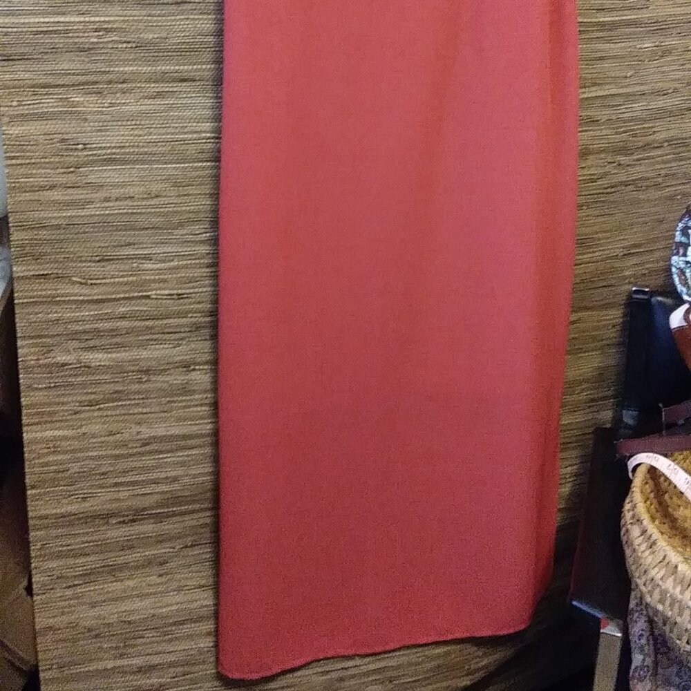 🧡 Donna Ricco Coral Sleeveless Midi Dress 16W – Lined, Side Slit, Elegant - Picture 3 of 11